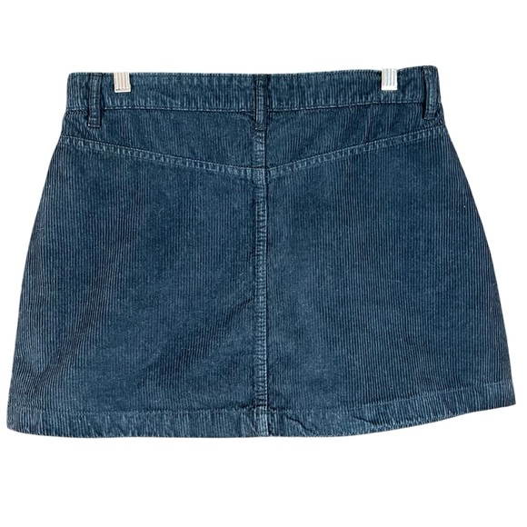 New Free People Dark Teal Blue Button  Front Corduroy Mini Skirt 12 - Picture 6 of 14
